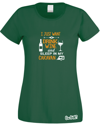 Drinking WIne & Caravan T-Shirt (Ladies)