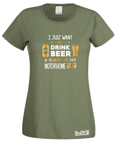 Drinking Beer & Motorhome T-Shirt (Ladies)