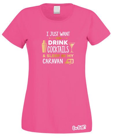 Drinking Cocktails & Caravan T-Shirt (Ladies)