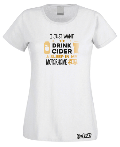 Drinking Cider & Motorhome T-Shirt (Ladies)